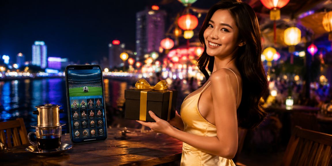 Người dùng phân tích kèo bóng đá tại quán cà phê Nha Trang buổi tối